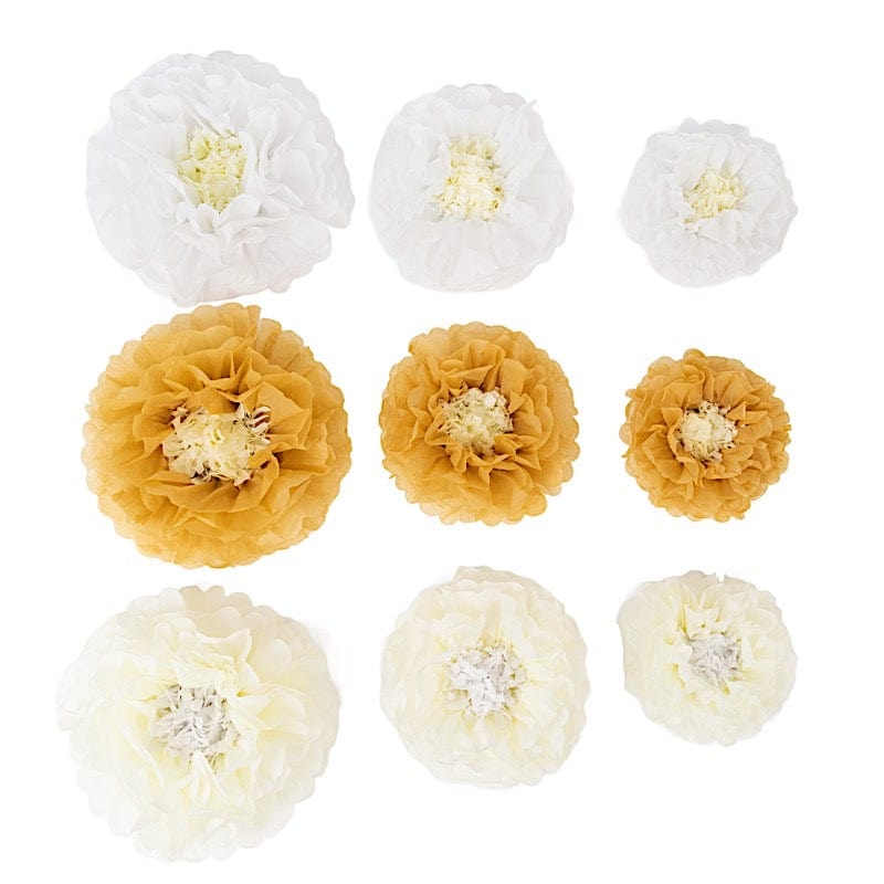 21 Tissue Paper Chrysanthemum Flowers with Butterflies and Leaves Pom Poms Set
