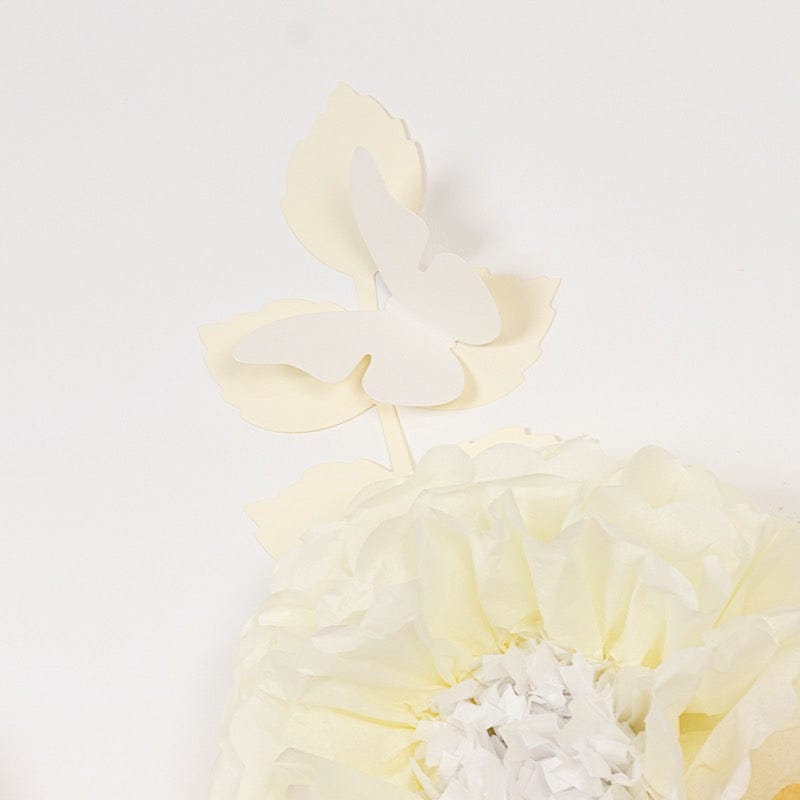 21 Tissue Paper Chrysanthemum Flowers with Butterflies and Leaves Pom Poms Set