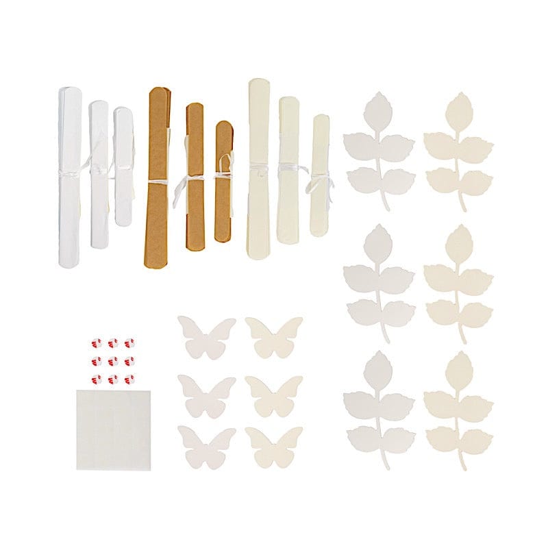 21 Tissue Paper Chrysanthemum Flowers with Butterflies and Leaves Pom Poms Set