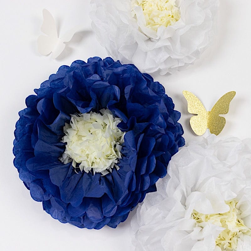 21 Tissue Paper Chrysanthemum Flowers with Butterflies and Leaves Pom Poms Set