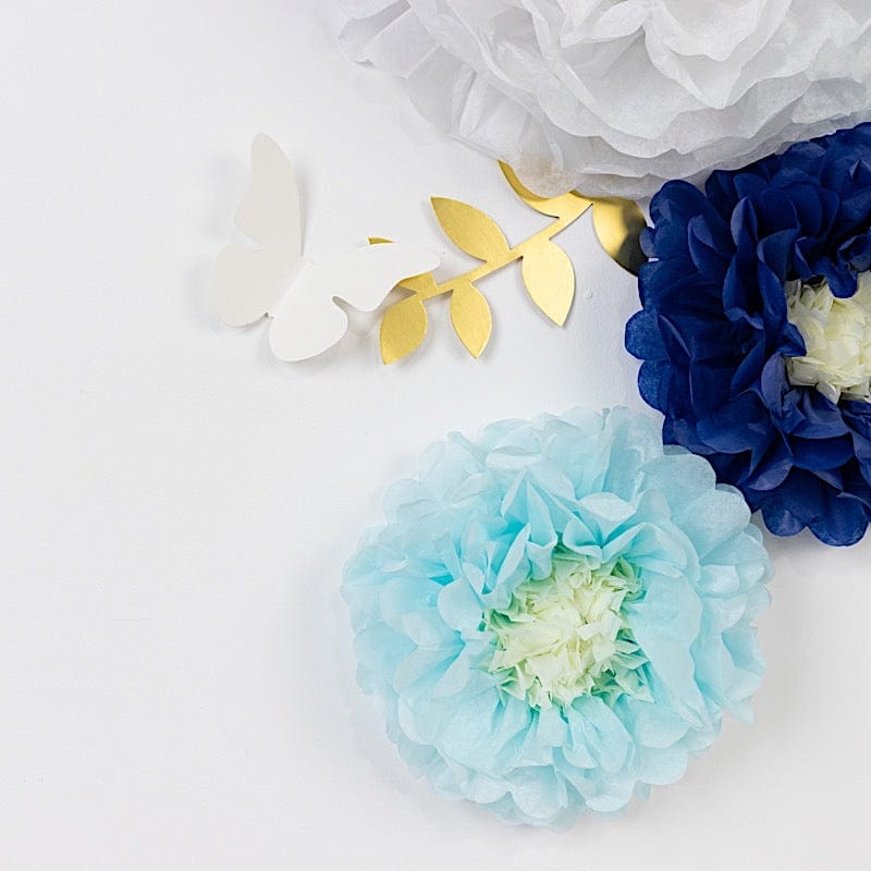 21 Tissue Paper Chrysanthemum Flowers with Butterflies and Leaves Pom Poms Set