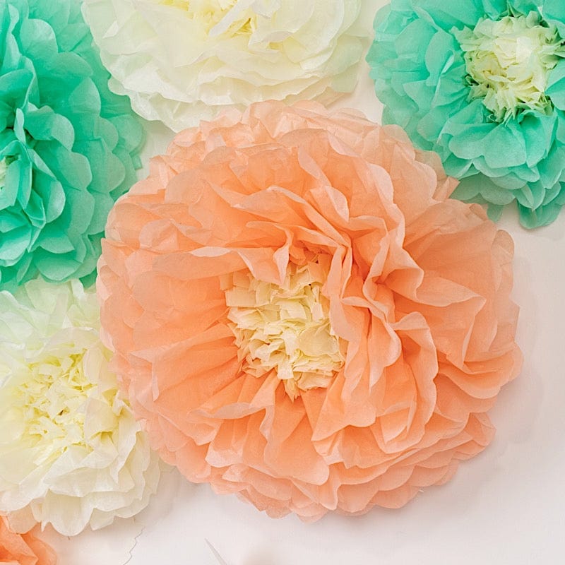 21 Tissue Paper Chrysanthemum Flowers with Butterflies and Leaves Pom Poms Set