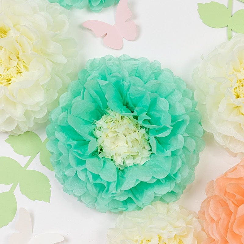 21 Tissue Paper Chrysanthemum Flowers with Butterflies and Leaves Pom Poms Set