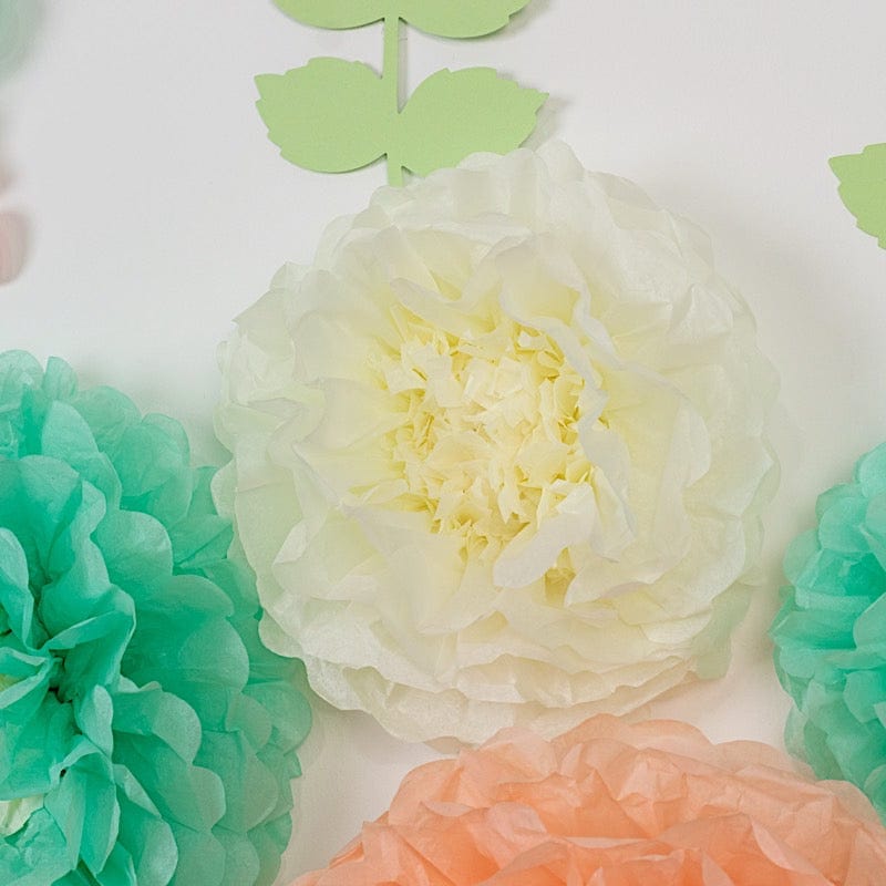 21 Tissue Paper Chrysanthemum Flowers with Butterflies and Leaves Pom Poms Set