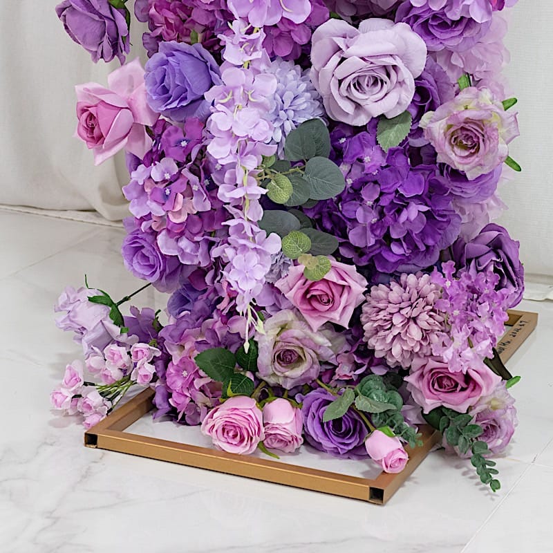 4 feet x 8 feet Round Top Double Flower Arch Backdrop with Silk Roses, Hydrangeas and Chrysanthemums