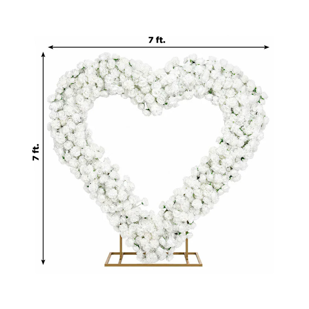 7 feet Heart Flower Arch Backdrop with Silk Roses, Peony and Hydrangea ...