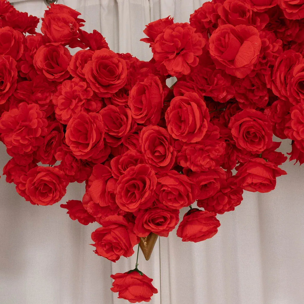 7 feet Heart Flower Arch Backdrop with Silk Roses, Peony and Hydrangea ...