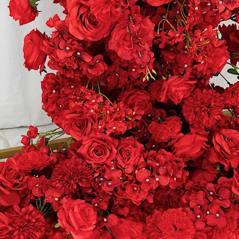 8 feet Half Crescent with Roses, Hydrangeas and Chrysanthemums Silk Floral Half Crescent