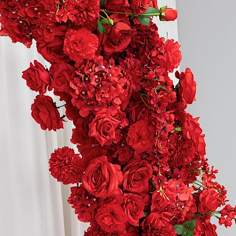 8 feet Half Crescent with Roses, Hydrangeas and Chrysanthemums Silk Floral Half Crescent