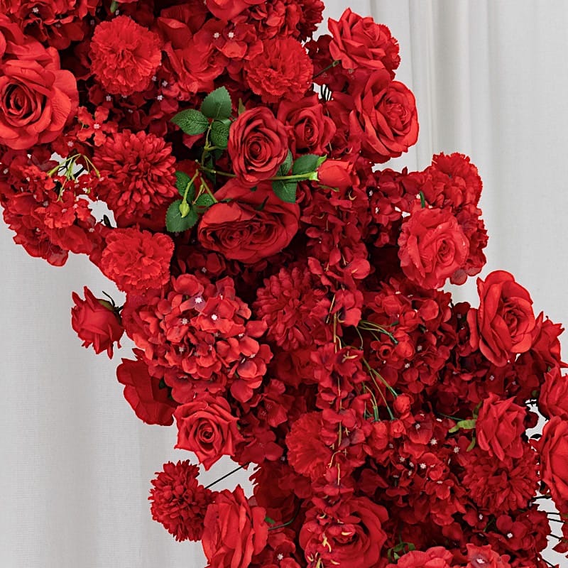 8 feet Half Crescent with Roses, Hydrangeas and Chrysanthemums Silk Floral Half Crescent