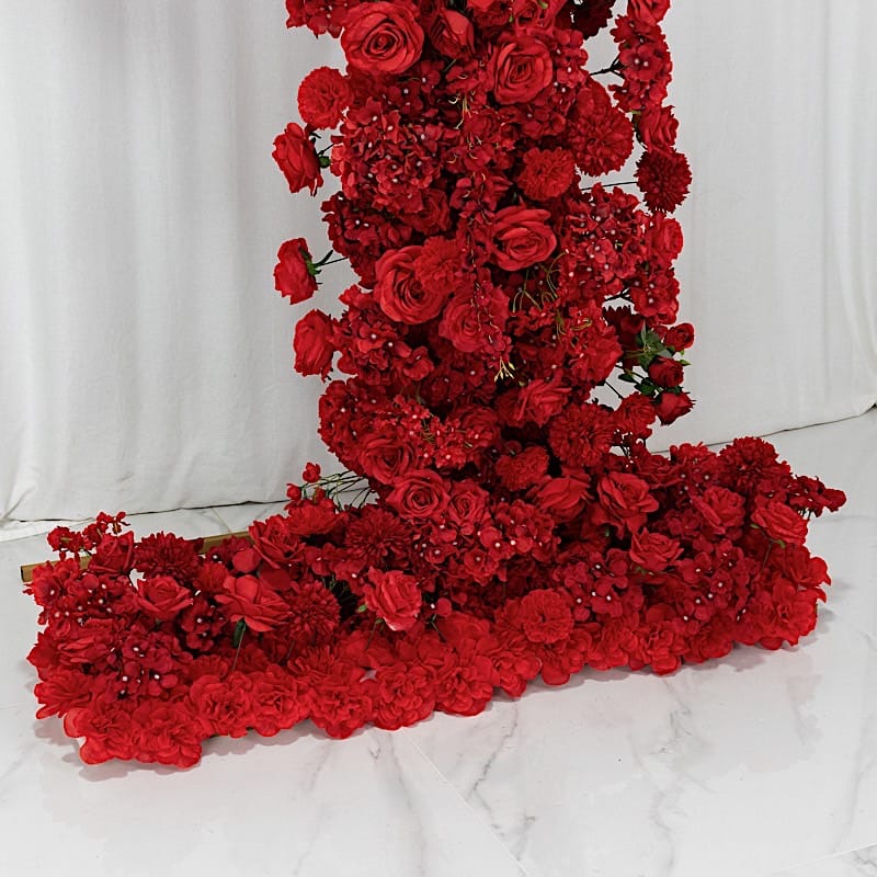 8 feet Half Crescent with Roses, Hydrangeas and Chrysanthemums Silk Floral Half Crescent