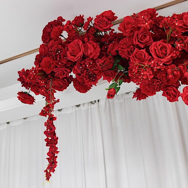 8 feet Half Crescent with Roses, Hydrangeas and Chrysanthemums Silk Floral Half Crescent
