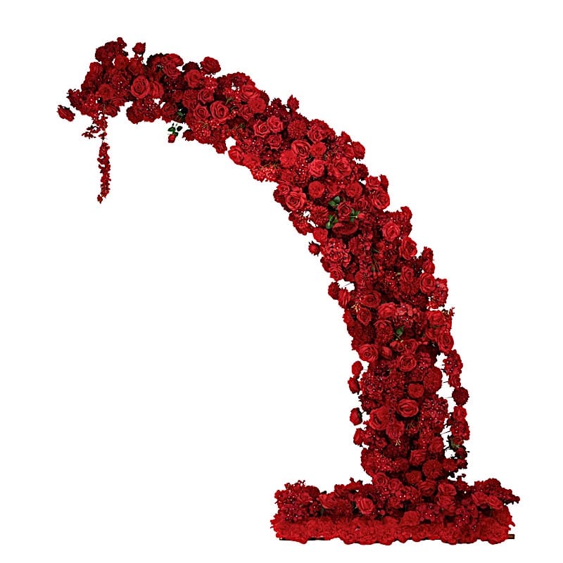 8 feet Half Crescent with Roses, Hydrangeas and Chrysanthemums Silk Floral Half Crescent