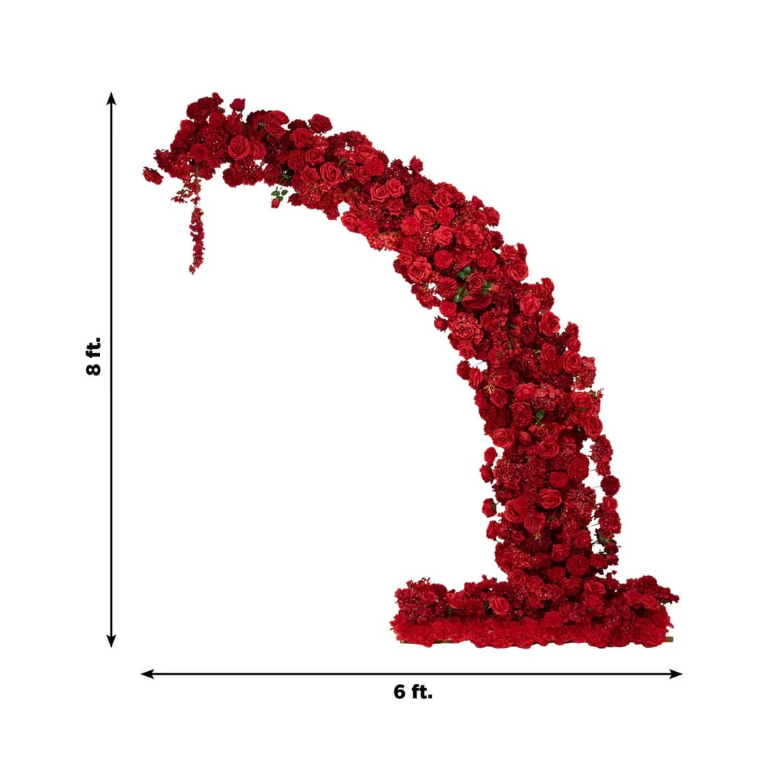 8 feet Half Crescent with Roses, Hydrangeas and Chrysanthemums Silk Floral Half Crescent
