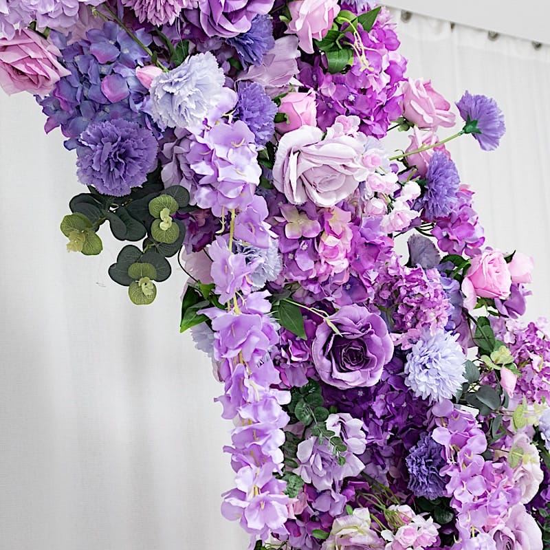 8 feet Half Crescent with Roses, Hydrangeas and Chrysanthemums Silk Floral Half Crescent