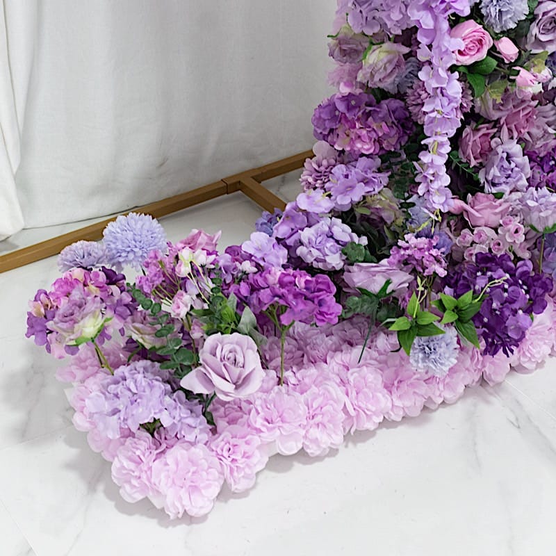 8 feet Half Crescent with Roses, Hydrangeas and Chrysanthemums Silk Floral Half Crescent