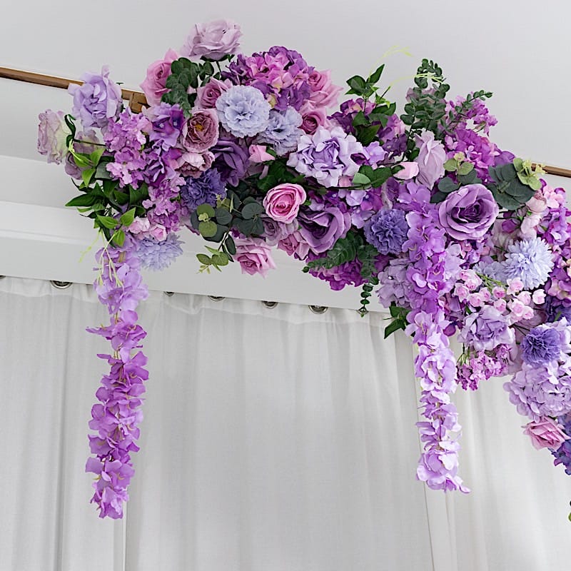 8 feet Half Crescent with Roses, Hydrangeas and Chrysanthemums Silk Floral Half Crescent
