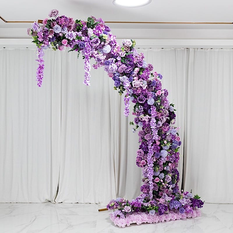 8 feet Half Crescent with Roses, Hydrangeas and Chrysanthemums Silk Floral Half Crescent
