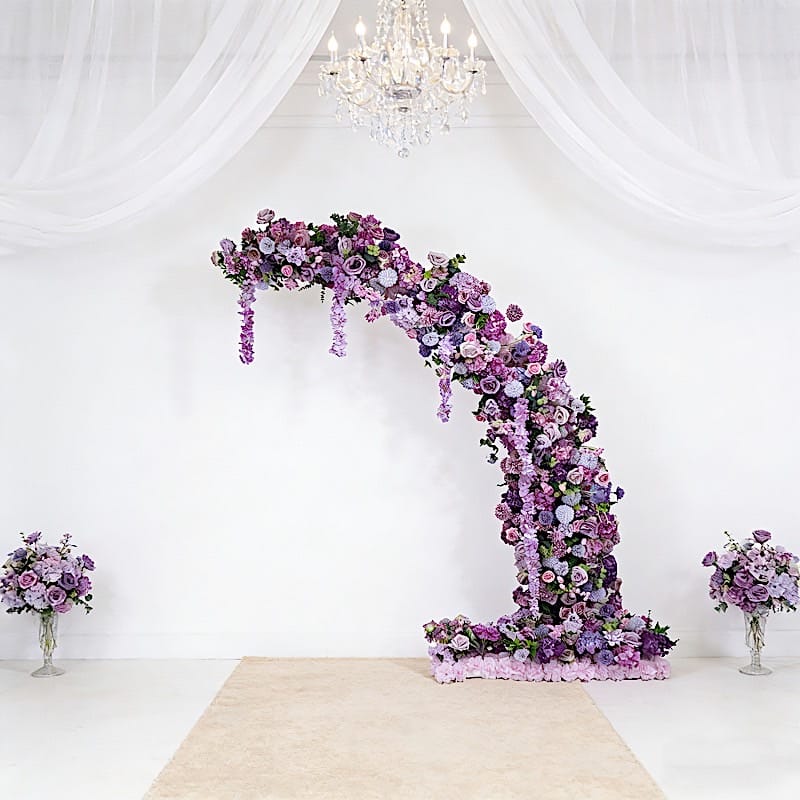 8 feet Half Crescent with Roses, Hydrangeas and Chrysanthemums Silk Floral Half Crescent