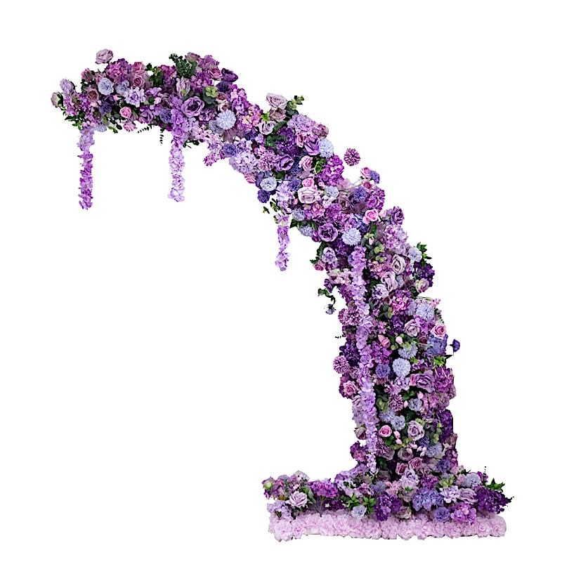 8 feet Half Crescent with Roses, Hydrangeas and Chrysanthemums Silk Floral Half Crescent