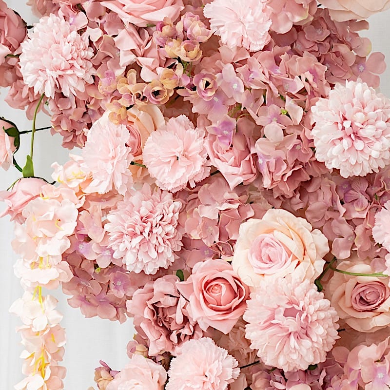 8 feet Half Crescent with Roses, Hydrangeas and Chrysanthemums Silk Floral Half Crescent