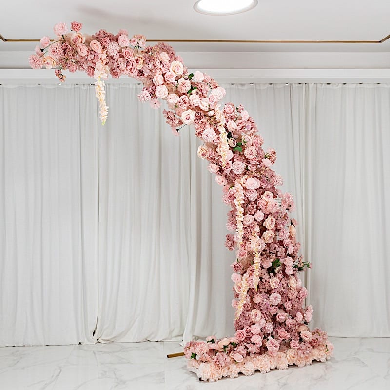 8 feet Half Crescent with Roses, Hydrangeas and Chrysanthemums Silk Floral Half Crescent