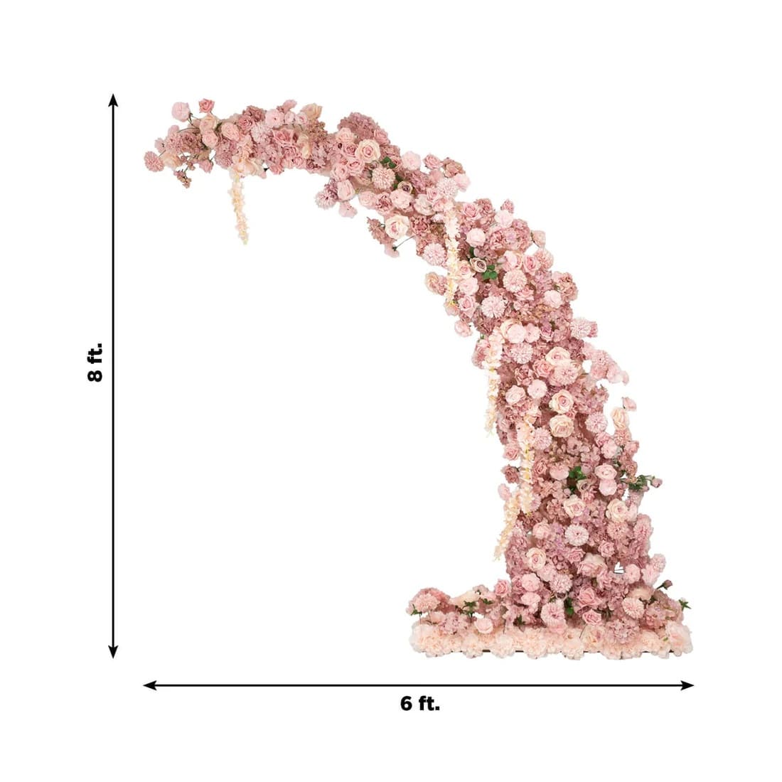 8 feet Half Crescent with Roses, Hydrangeas and Chrysanthemums Silk Floral Half Crescent