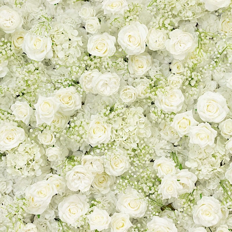 8x4 feet Silk Roses and Baby's Breath Roll Up Artificial Flower Wall Backdrop