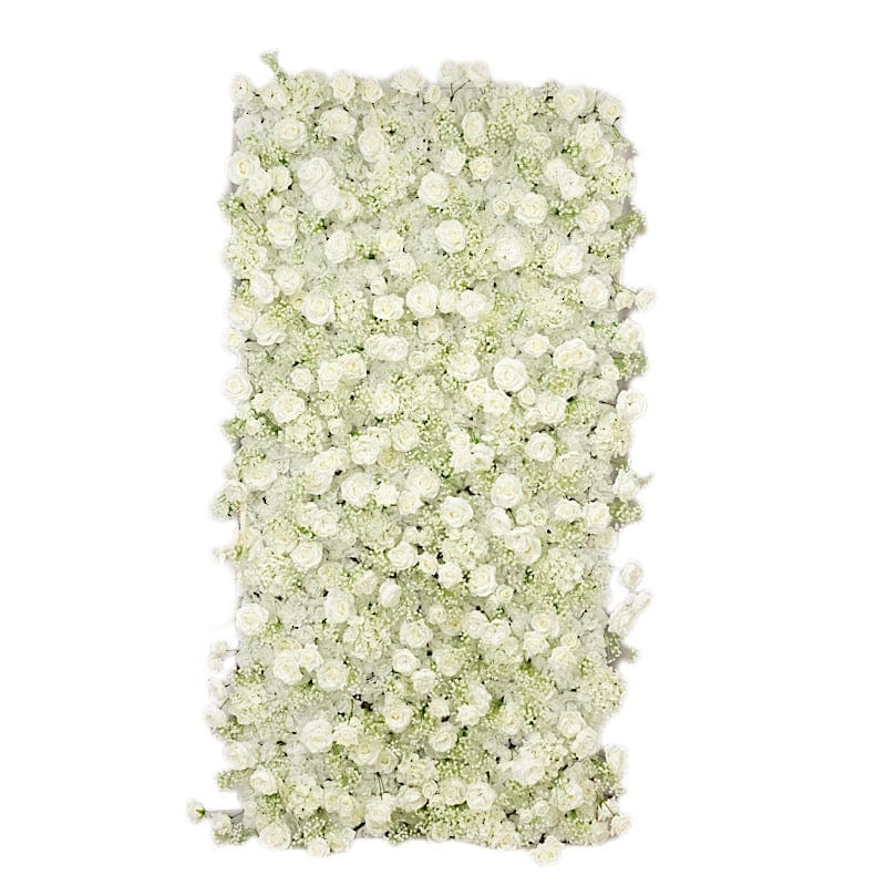 8x4 feet Silk Roses and Baby's Breath Roll Up Artificial Flower Wall Backdrop