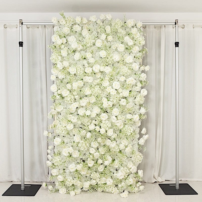 8x4 feet Silk Roses and Baby's Breath Roll Up Artificial Flower Wall Backdrop