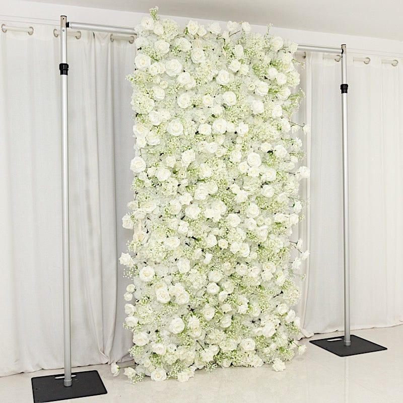 8x4 feet Silk Roses and Baby's Breath Roll Up Artificial Flower Wall Backdrop