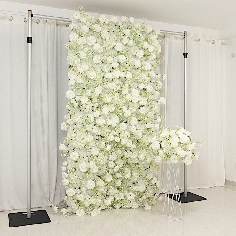 8x4 feet Silk Roses and Baby's Breath Roll Up Artificial Flower Wall Backdrop