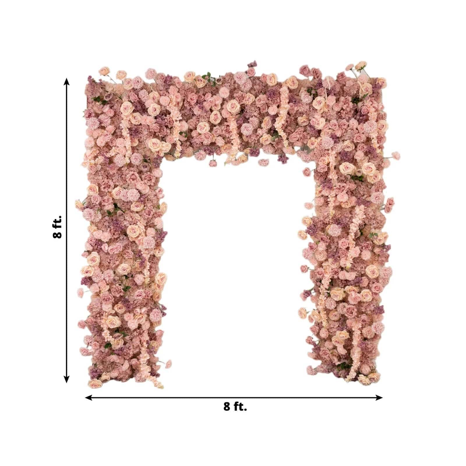 8x8 feet Roll Up Silk Artificial Flower Backdrop for Arch Stand