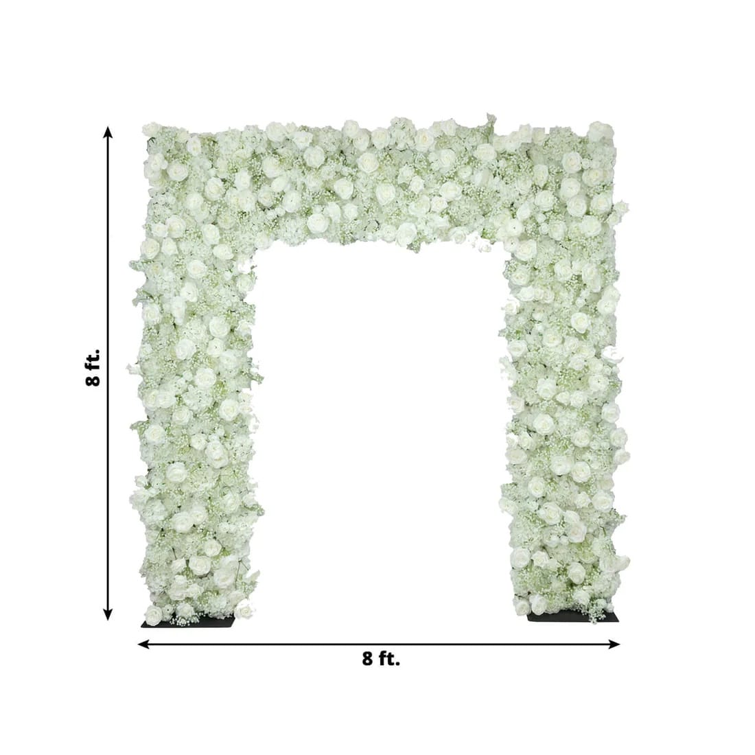 8x8 feet White Silk Roses & Baby's Breath Roll URoll Up Artificial Flower Backdrop for Arch Stand