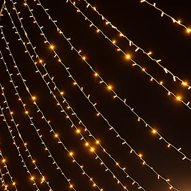 10 feet x 30 feet Warm White LED Curtain Fairy String Lights