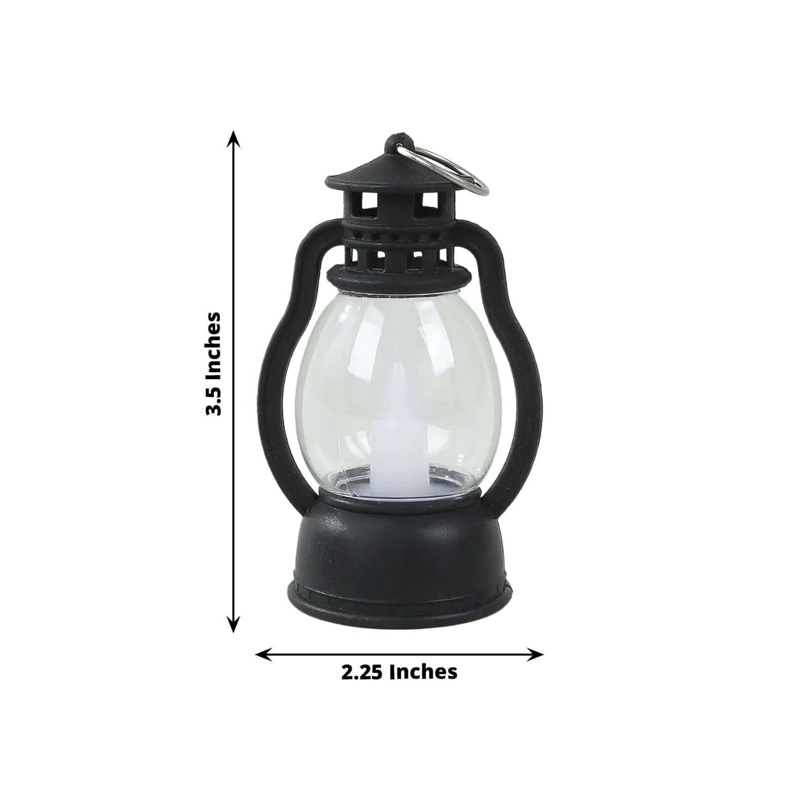 12 Black Battery Operated Vintage Mini LED Candle Lanterns