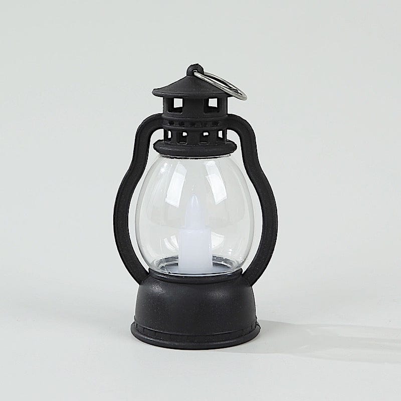 12 Black Battery Operated Vintage Mini LED Candle Lanterns