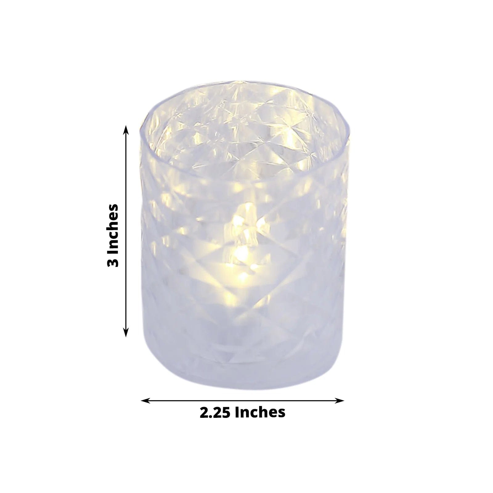 12 Clear 3 in Flameless LED Tealight Candles with Acrylic Holders