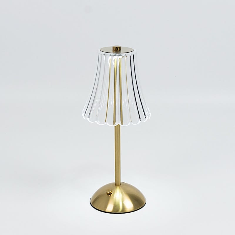 12 in Gold Metal LED Table Lamp with Fluted Acrylic Shade