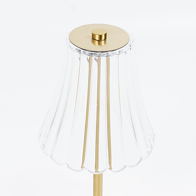 12 in Gold Metal LED Table Lamp with Fluted Acrylic Shade
