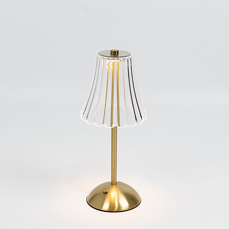 12 in Gold Metal LED Table Lamp with Fluted Acrylic Shade