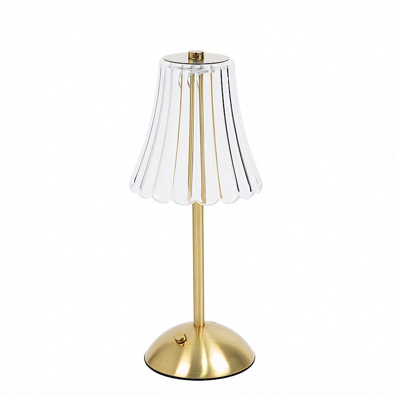 12 in Gold Metal LED Table Lamp with Fluted Acrylic Shade