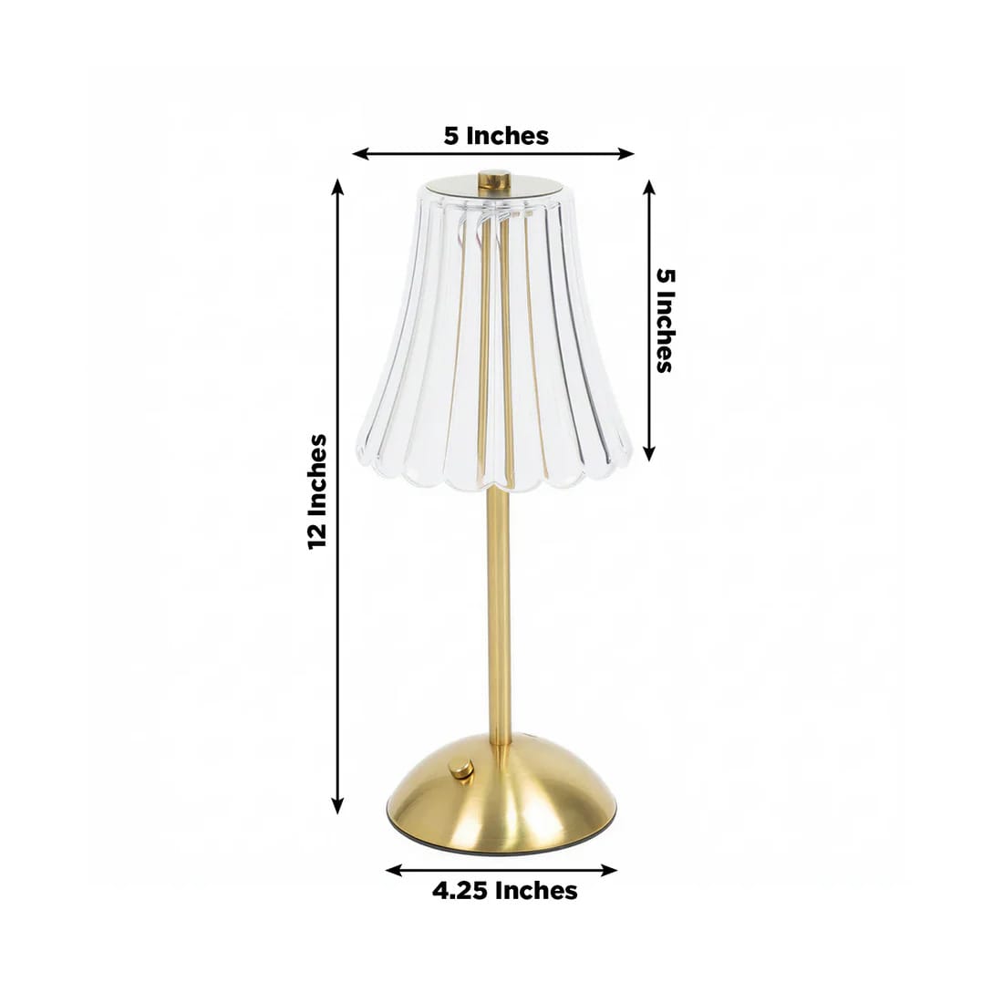 12 in Gold Metal LED Table Lamp with Fluted Acrylic Shade