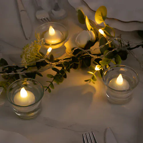 12 White LED Battery Operated Floating Tealight Candles Lights