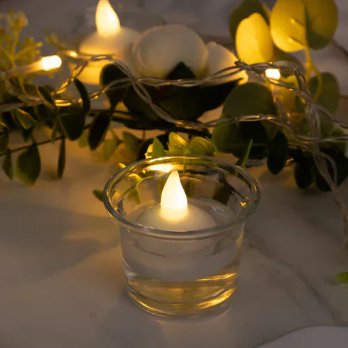 12 White LED Battery Operated Floating Tealight Candles Lights
