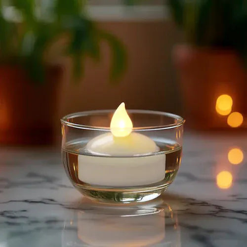12 White LED Battery Operated Floating Tealight Candles Lights