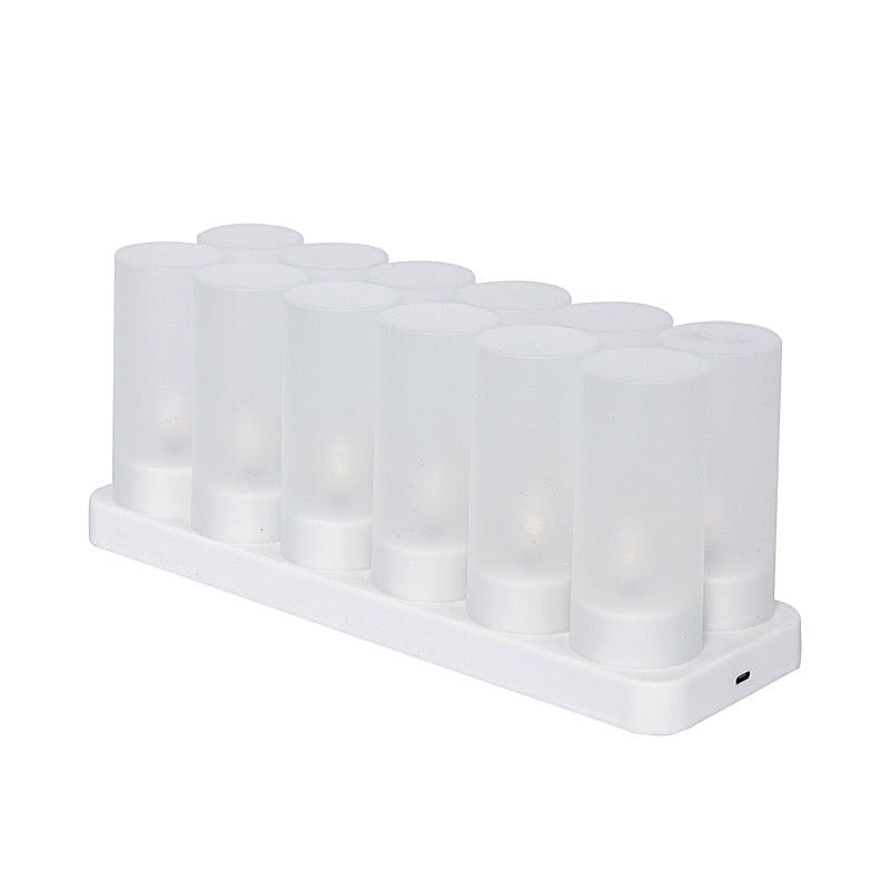 12 White Rechargeable Tea Light Candle with Frosted Shades