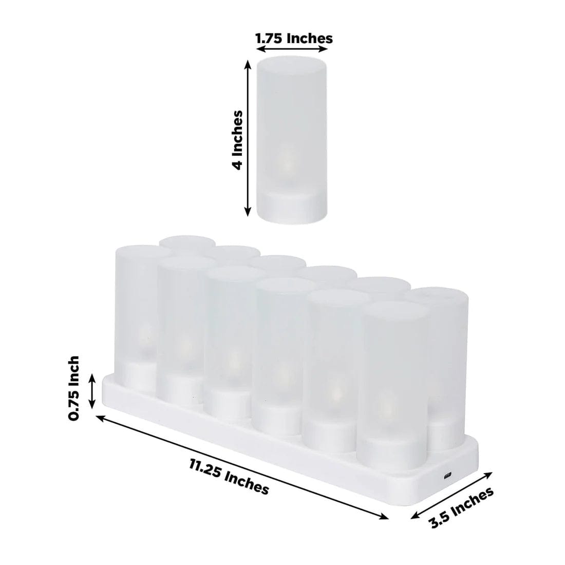 12 White Rechargeable Tea Light Candle with Frosted Shades