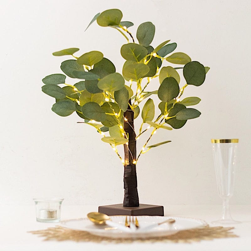 17 in Brown and Green LED Tree Lighted Artificial Eucalyptus Plant ...