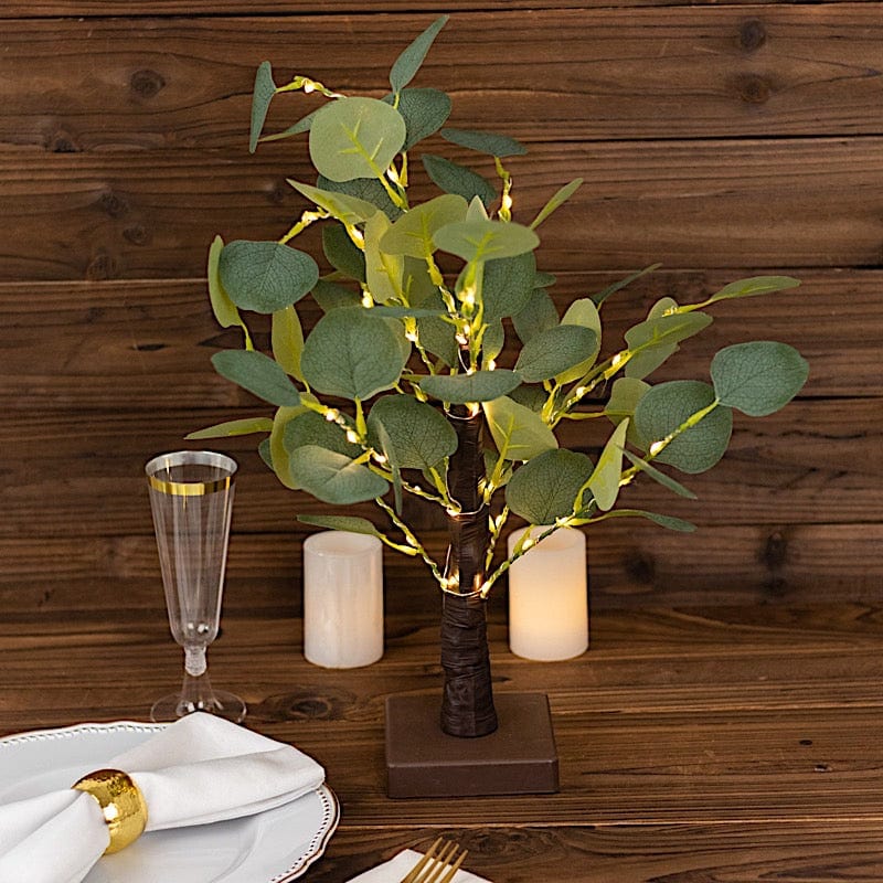 17 in Brown and Green LED Tree Lighted Artificial Eucalyptus Plant ...